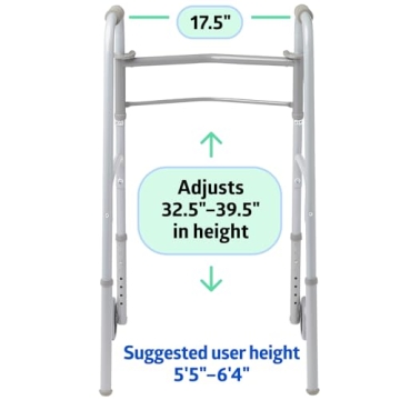 Medline Lightweight Folding Walker for Seniors with 5" Wheels