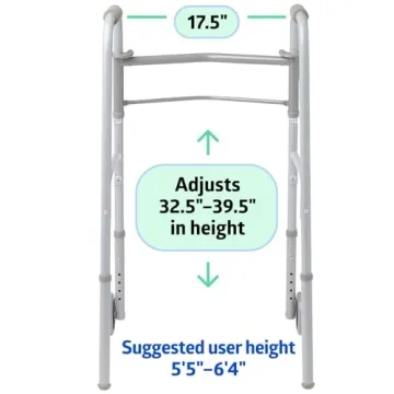Medline Lightweight Folding Walker for Seniors with 5" Wheels