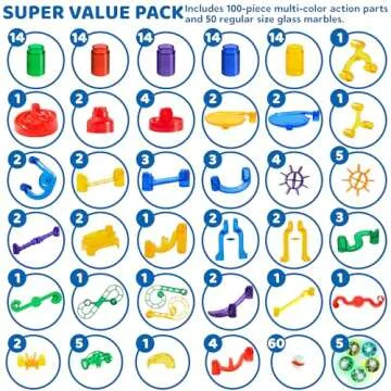 JOYIN 207Pcs Glowing Marble Run, Construction Building Blocks Toys with 5 Glow in The Dark Glass Mar...