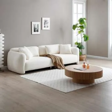 kevinplus 31.49'' Oak Round Coffee Table Modern Wood Coffee Table for Living Room, Contemporary Circle Fluted Drum Coffee Table, Easy Assembly, Oak (ø31.49'' x 13.77'')