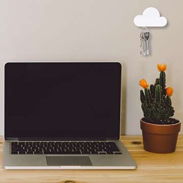 kwmobile Magnet Key Holder Cloud - Magnetic Holder Organizer for Keys - Easy Installation Without Drilling - White