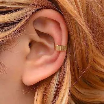 Sundurich 8Pcs Ear Cuff Set for Women - Non Piercing Gold Plated Earrings