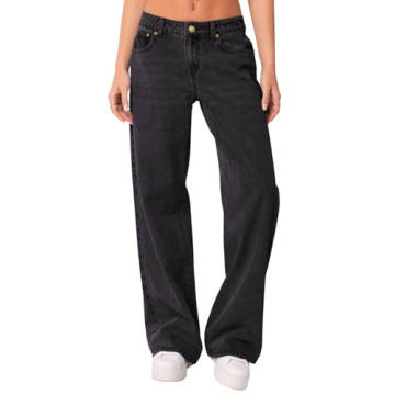 NIMIN Baggy Straight Wide Leg Jeans for Women in Washed Grey