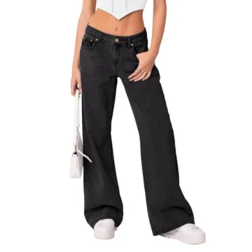 NIMIN Baggy Straight Wide Leg Jeans for Women in Washed Grey