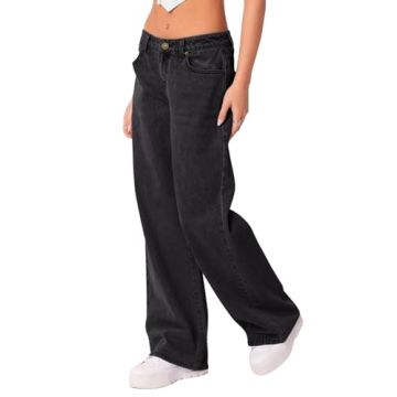 NIMIN Baggy Straight Wide Leg Jeans for Women in Washed Grey