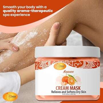 SPA REDI - Body and Foot Cream Mask, Mandarin, 16 Oz - Pedicure Massage for Tired Feet and Body, Hydrating, Fresh Skin - Infused with Hyaluronic Acid, Amino Acids, Panthenol, Comfrey Extract