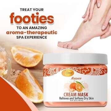 SPA REDI - Body and Foot Cream Mask, Mandarin, 16 Oz - Pedicure Massage for Tired Feet and Body, Hydrating, Fresh Skin - Infused with Hyaluronic Acid, Amino Acids, Panthenol, Comfrey Extract