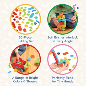 Battat Bristle Blocks - 50 pc Interlocking Playset for Kids