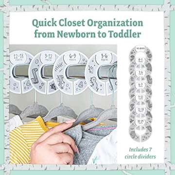 Baby Nest Designs 20x Baby Hangers for Closet with 7X Baby Closet Dividers for Nursery Velvet Baby C...