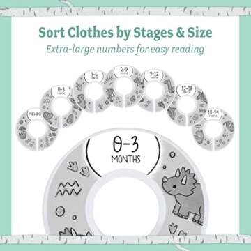 Baby Nest Designs 20x Baby Hangers for Closet with 7X Baby Closet Dividers for Nursery Velvet Baby Clothes Hangers Unisex Newborn Essentials Baby Size Organizer for Infant Clothing to 24 Months