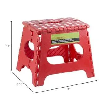 Greenco Foldable Step Stool for Kids and Adults 11-Inch Red