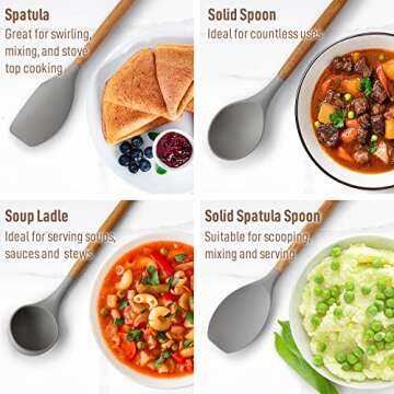 Zulay Kitchen Utensils Set with Acacia Wood Handles - 8 Pieces