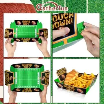 Gatherfun Football Party Supplies Kit for 36: Large Football Food Plates, Disposable Bowls,Nacho Trays - Ideal Football Party Decorations and Favors for Birthday and Tailgate Partie