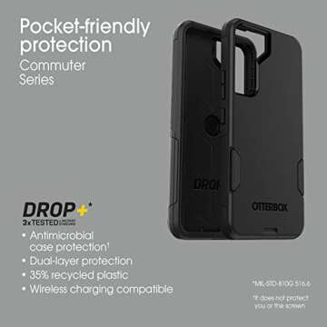 OtterBox Galaxy S22 Commuter Series Case - Black, Slim & Tough, Pocket-Friendly, with Port Protection