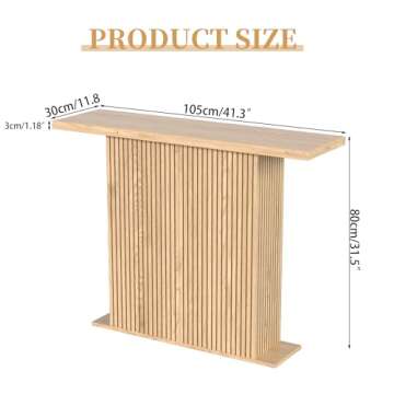 Fluted Narrow Console Table, 41 Inch Farmhouse Entryway Table, Wood Modern Sofa Accent Table Entry W...