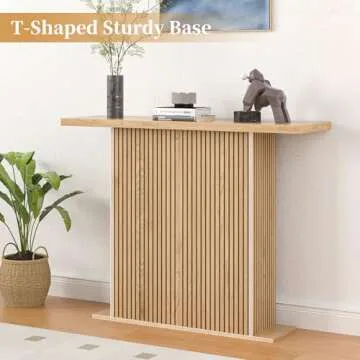 Fluted Narrow Console Table, 41 Inch Farmhouse Entryway Table, Wood Modern Sofa Accent Table Entry Way Table Home Decor, Hallway Behind Couch Foyer Table for Living Room (Wood)
