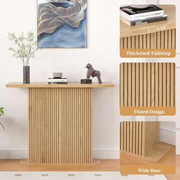 Fluted Narrow Console Table, 41 Inch Farmhouse Entryway Table, Wood Modern Sofa Accent Table Entry Way Table Home Decor, Hallway Behind Couch Foyer Table for Living Room (Wood)