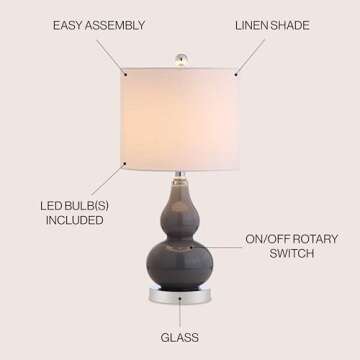 JONATHAN Y JYL1028A Anya 20.5" Mini Glass LED Table Lamp, Transitional, Glam, Midcentury, Modern, El...