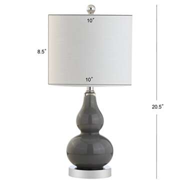 JONATHAN Y JYL1028A Anya 20.5" Mini Glass LED Table Lamp, Transitional, Glam, Midcentury, Modern, Elegant, Office, Living Room, Family Room, Dining Room, Bedroom, Hallway, Foyer, Gray