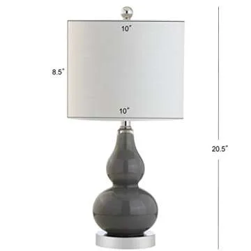 JONATHAN Y JYL1028A Anya 20.5" Mini Glass LED Table Lamp, Transitional, Glam, Midcentury, Modern, Elegant, Office, Living Room, Family Room, Dining Room, Bedroom, Hallway, Foyer, Gray