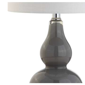JONATHAN Y JYL1028A Anya 20.5" Mini Glass LED Table Lamp, Transitional, Glam, Midcentury, Modern, Elegant, Office, Living Room, Family Room, Dining Room, Bedroom, Hallway, Foyer, Gray
