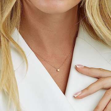 VRIUA Dainty Star Necklace for Women 14k Gold Plated