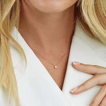 VRIUA Dainty Star Necklace for Women 14k Gold Plated
