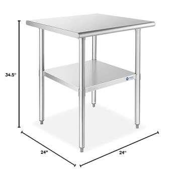 GRIDMANN Stainless Steel Work Table 24 x 24 Inches, NSF Certified for Commercial Kitchen Use