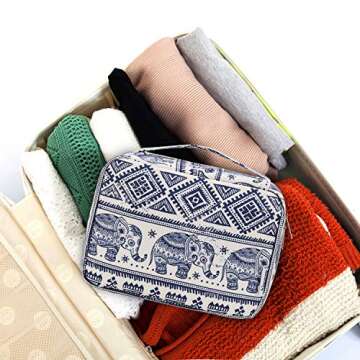 Narwey Hanging Travel Toiletry Bag Cosmetic Make up Organizer for Women Waterproof (Elephant)