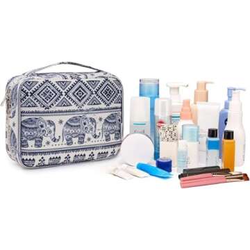 Narwey Hanging Travel Toiletry Bag Cosmetic Make up Organizer for Women Waterproof (Elephant)