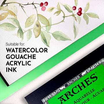 Arches Watercolor Pad, Cold Press, 9x12 inches, 12 Sheets - Professional Art Paper for Watercolor Gouache Ink Acrylic