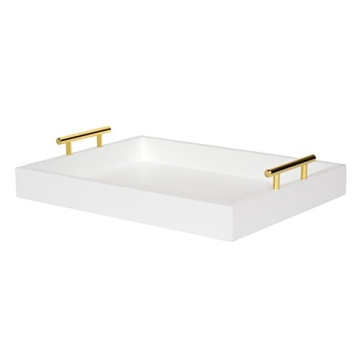 Kate and Laurel Lipton Decorative Tray - Elegant Home Accent with Gold Handles