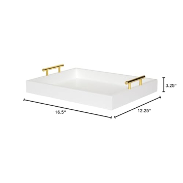 Kate and Laurel Lipton Decorative Tray with Gold Handles