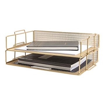 Elegant Gold File Organizer for Your Desk - Perfect for Office & Home