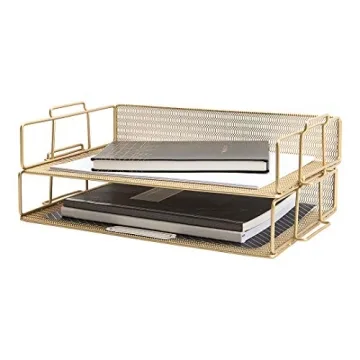Elegant Gold File Organizer for Your Desk - Perfect for Office & Home