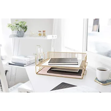 Elegant Gold File Organizer for Your Desk - Perfect for Office