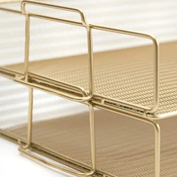 Elegant Gold File Organizer for Your Desk - Perfect for Office