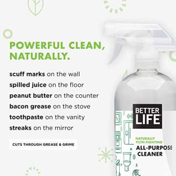 Better Life All Purpose Cleaner - Multipurpose Home and Kitchen Cleaning Spray for Glass, Countertops, Appliances, Upholstery & More - Multi-surface Spray Cleaner - 32oz (Pack of 2) Unscented