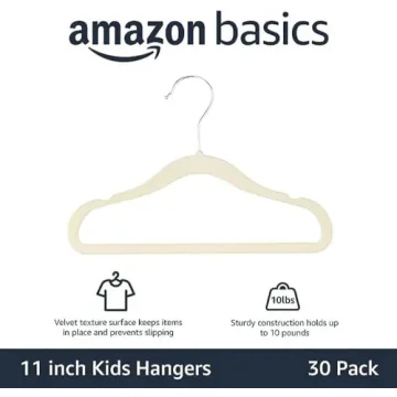 Amazon Basics Velvet Non-Slip Hangers for Kids Clothes