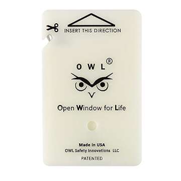 OWL 4 Pack Car Window Glass Breaker & Seatbelt Cutter Card Emergency Escape Rescue Hammer Safety Life Saving Crash Survival Kit 2-in-1 Tool - Made in USA (4 Ivory Cards/no Holders)