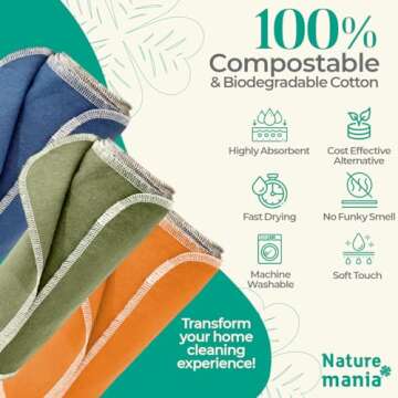 Naturemania Value Pack of 24 Reusable Paper Towels - Paperless Paper Towels Made with Super-Soft, Pu...
