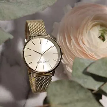 Nine West Sunray Dial Mesh Bracelet Watch for Women
