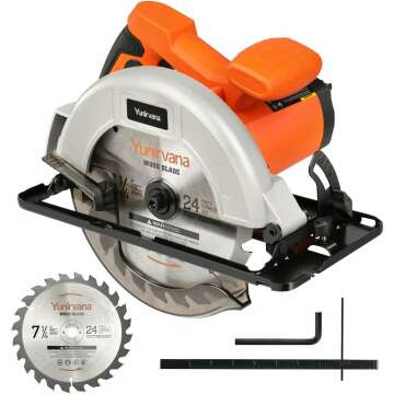 Powerful 11 Amp Corded Circular Saw - 6000RPM, 7-1/4 Inch Blade