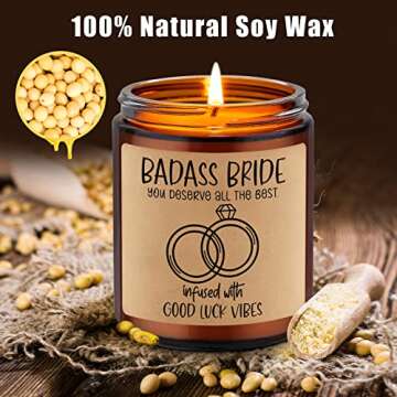 Miracu Badass Bride Candle - Bride Gifts, Bridal Shower Gifts for Bride to be, Bachelorette Gifts for Bride - Funny Engagement, Wedding Gifts for Daughter, Sister - Engaged, Bridal Gifts for Bride