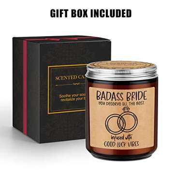 Miracu Badass Bride Candle - Bride Gifts, Bridal Shower Gifts for Bride to be, Bachelorette Gifts for Bride - Funny Engagement, Wedding Gifts for Daughter, Sister - Engaged, Bridal Gifts for Bride