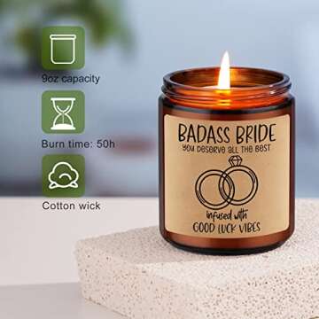 Miracu Badass Bride Candle - Bride Gifts, Bridal Shower Gifts for Bride to be, Bachelorette Gifts for Bride - Funny Engagement, Wedding Gifts for Daughter, Sister - Engaged, Bridal Gifts for Bride