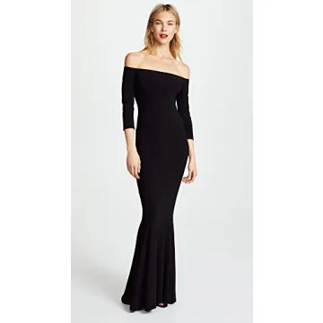 Elegant Norma Kamali Off Shoulder Black Gown for Women