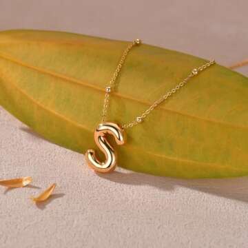 LUCA SMITH Initial Necklaces for Women, Dainty Balloon Bubble Letter Necklace, Name Letter Alphabet Pendant Layered Choker Necklaces Personalized Jewelry Gift