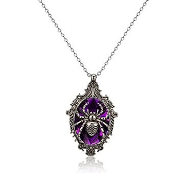RareLove Halloween Costumes Jewelry For Women,Gothic Retro Purple Glass Stone Oval Pendant Necklace ...