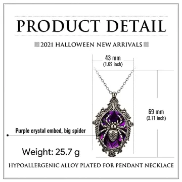 RareLove Gothic Purple Pendant Necklace for Halloween